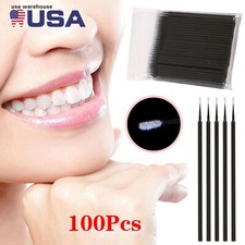 100Pcs Dental Micro Brush Disposable Materials Applicators Tips Black 1.2mm TS