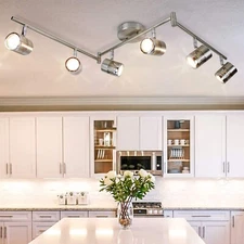 DLLT 6-Light Track Lighting Fixtures Swing Arm, Kitchen Ceiling Spot Light, F...