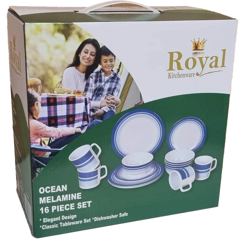 ROYAL OCEAN MELAMINE 16 PIECE SET DINNER CARAVAN CAMPING DINNERWARE PICNIC PARTS - image 2 of 3