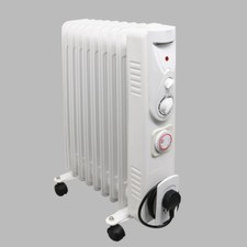 Portable 9 Fin 2000W Oil Filled Radiator Electric Heater With Timer Thermostat