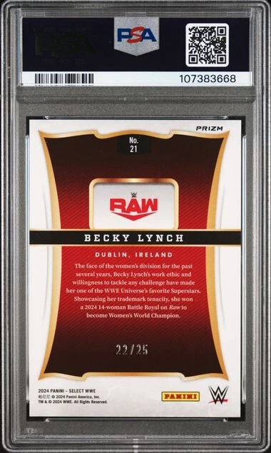2024 WWE Select Becky Lynch Throwback Tie Dye Prizm /25 SP PSA 10 GEM POP 1 - Image 2 of 2