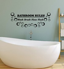 Vinyl Wall Decal Bathroom Rules Quote Shower Room Decor Stickers Mural ig5221