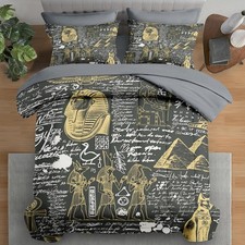 Pamnest Comforter Set Twin Size, Retro Egyptian Egypt 5 Pcs Bedding for Kids and