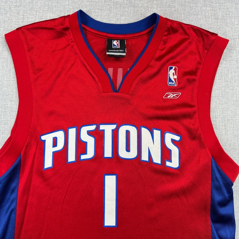 Vintage Y2K Reebok NBA Detroit Pistons Chauncey Billups #1 Jersey Mens Small Red - Image 3 of 4