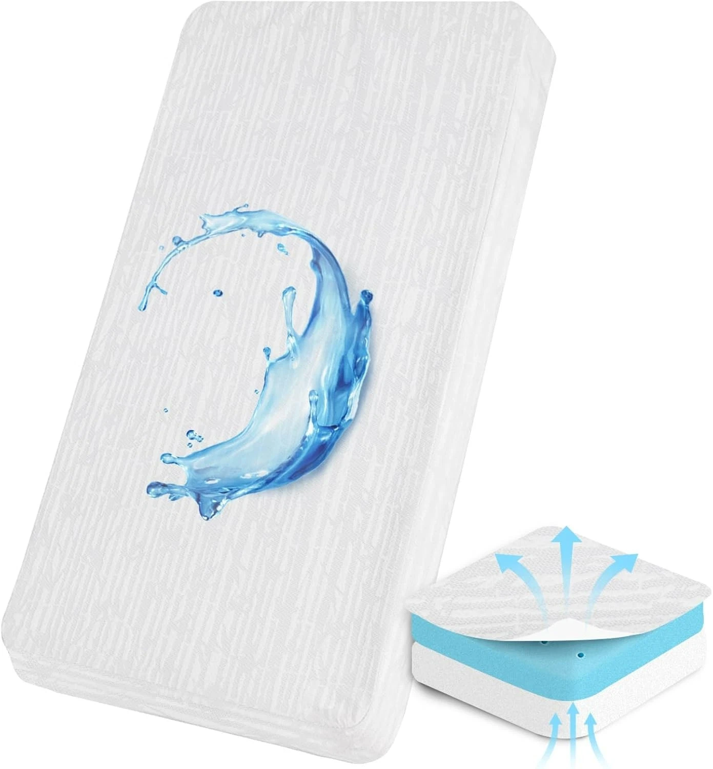 Crib Mattress Topper Memory Foam Waterproof Pad with Removable Cover 52x27x2