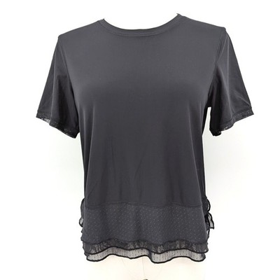 Lululemon Black Lace Hem Top   Size S   Athleisure, Minimalist, Balletcore