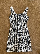 Ann Taylor Womens sz 10 geometric black white cotton spandex sleeveless dress ￼