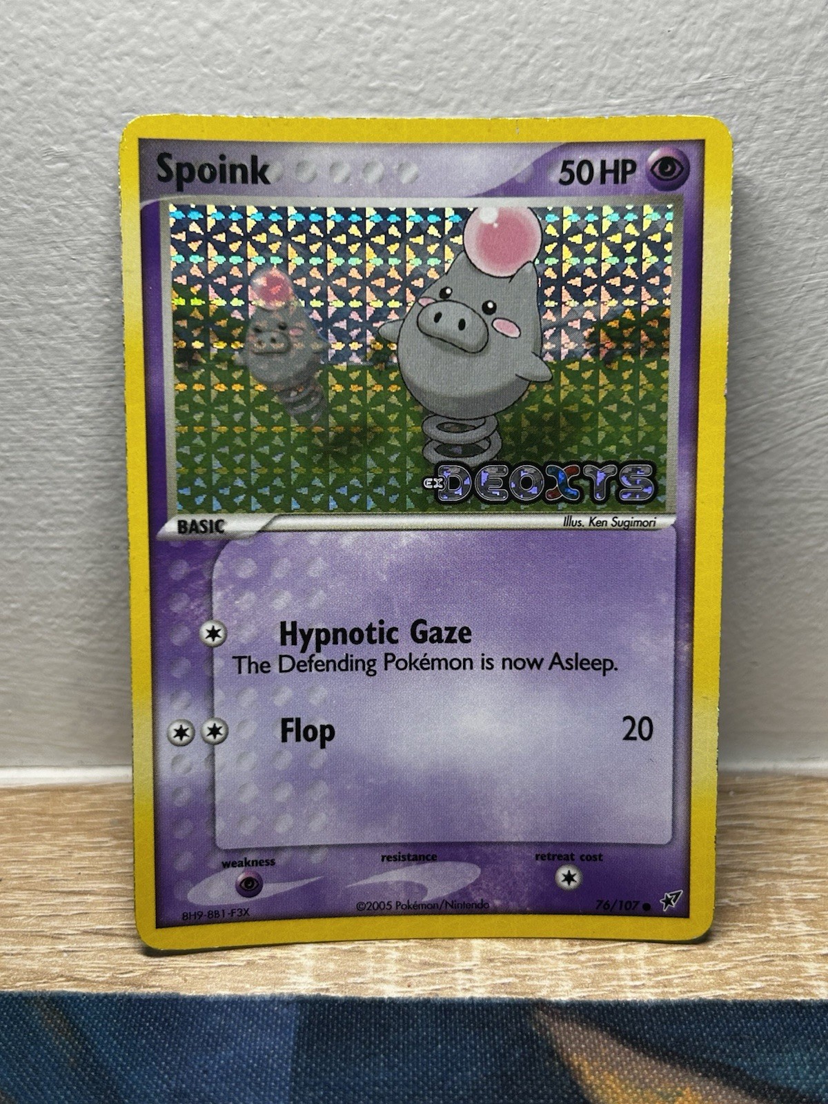 Spoink 76/107 Reverse Holo Stamped EX Deoxys Pokemon Card