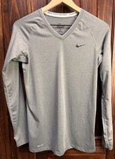 Nike Pro Combat Dri Fit Fitted Athletic Shirt Long Sleeve Gray Men's Medium
