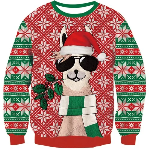 Kids4ever Boys Girls Christmas Jumper Knitted Sweater Funny Alpaca Xmas Crewneck