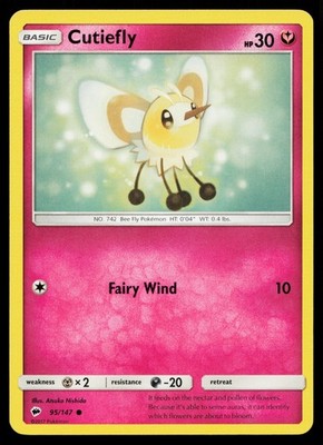 Cutiefly 95/147 Common Burning Shadows Pokemon Near Mint