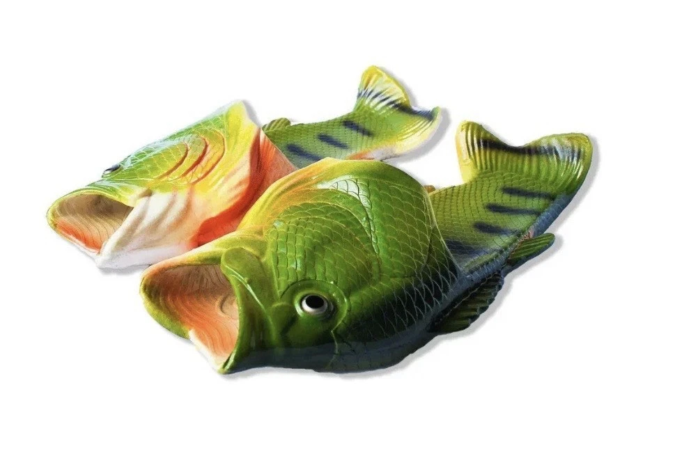 NEW Coddies Fish Flip Flops Bass Sandals Slides Uni Fishing Gift w/Tags M 13-14