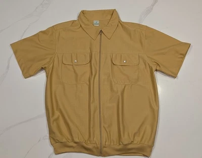 Vtg Haband Casual Full Zip Shirt Mens Large L Golf Mustard Yellow Pearl Snap T - Image 1 of 4