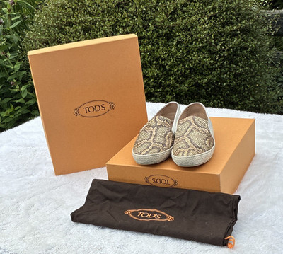Tod's Damen Slipper Snake Leather Schlangenmuster Espadrille Nieten EU 37,5