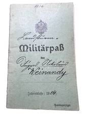 WWI Imperial German Army Military Pass Jäger NIKOLAUS WEINANDY RJB15