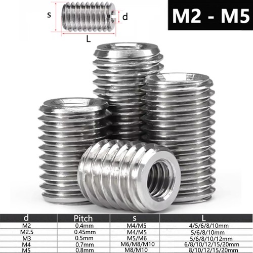 10 Gewindeadapter M8/M9 Auf M5/M6 – Edelstahl Reduzierstücke Mit Schlitz Für Flache Montage, 14 Mm Länge