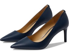 Michael Kors Alina Flex Pointed Toe Dress Pumps heels Leather Navy