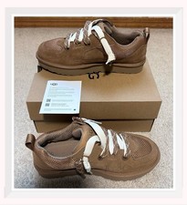 UGG Women  s Lo Lowmel Dual-Lace Suede Sneakers Chestnut Sz 9 NIB