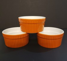 World Market Set of 3 Orange Ceramic Ramakins/Souffle Cups, 4.5" Diameter