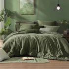 Monbix Queen Comforter Set 7 Pieces Cationic Dyeing Olive Green Bed in a Bag