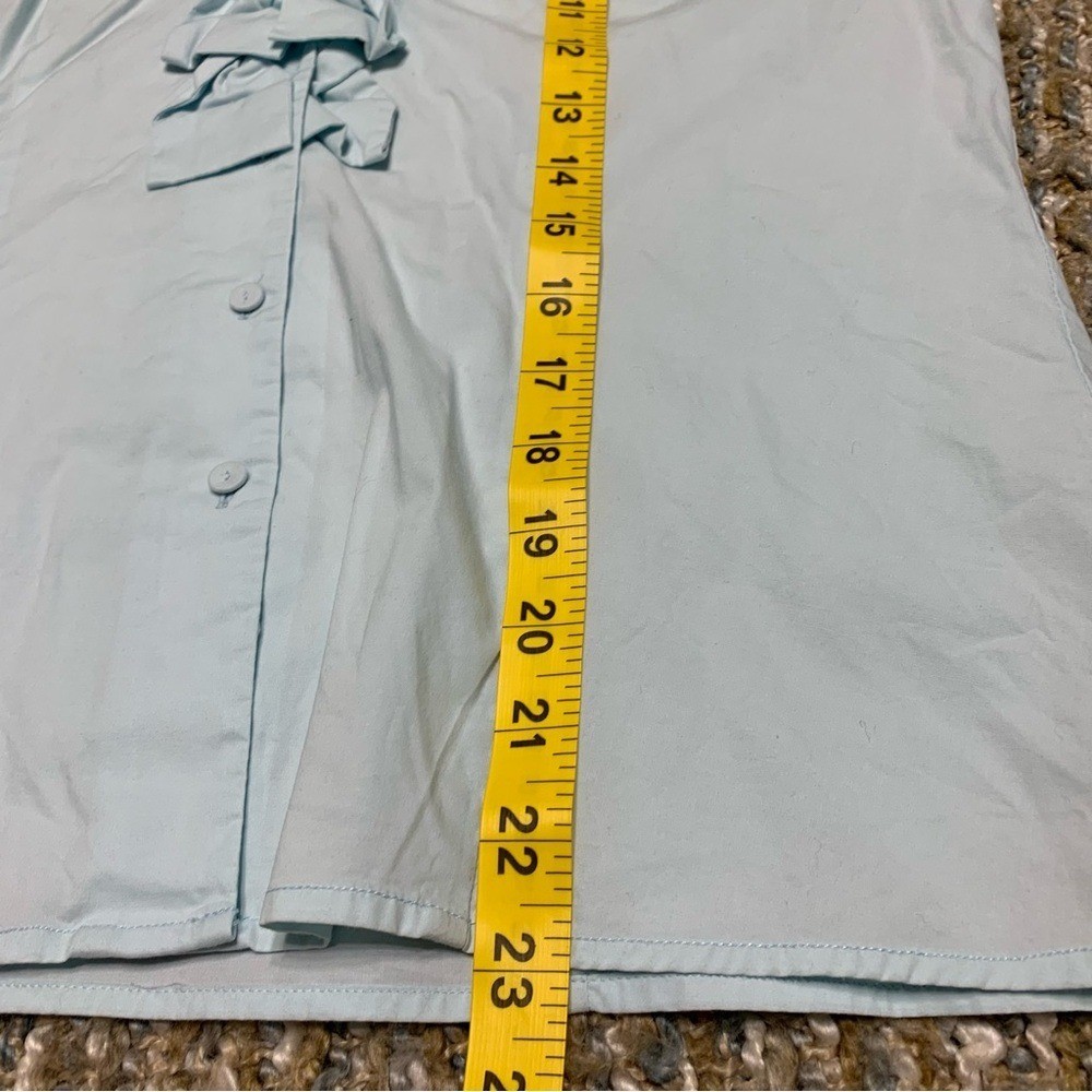 Talbots Light Blue Ruffle Front Button-Down Shirt - image 6