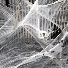 Halloween White Spider Web Artificial Stretchy Cobweb Haunted House Decor
