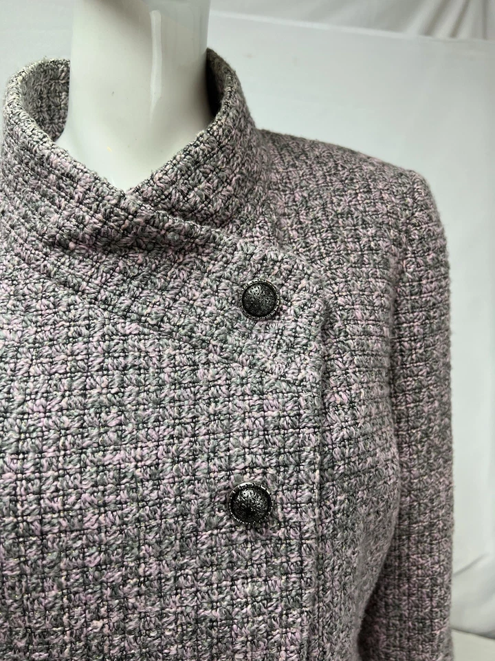 Chaqueta Blazer Tahari ASL Petite 16 16P Rosa Boucle Tweed Foto 3 de 4