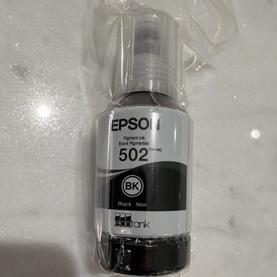 Epson 502 EcoTank Genuine Black Pigment Ink Refill Bottle Inkjet Exp 10/2030