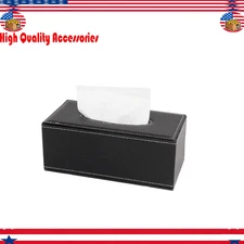 NEW Black PU Leather Tissue Box Cover Case Holder for 3.1" Tall Tissue Boxes