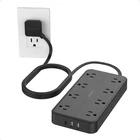 Power Strip Surge Protector Flat Plug Extension Cord with 8 Outlet 3 USB Charger