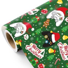 Gaming Christmas Wrapping 17 inch x 16.5 feet Christmas Video Game - Green