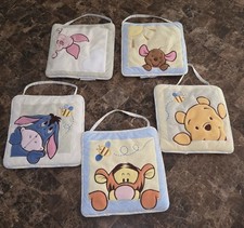 Set Of 5 Disney Winnie the Pooh  Friends Wall Hanging Plush Nursery Decor VTG