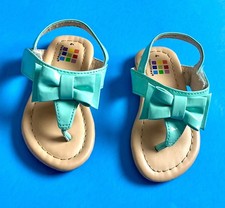 HEALTHTEX TEAL INFANT/TODDLER GIRLS BOW TIE SUMMER SANDAL SIZE 4