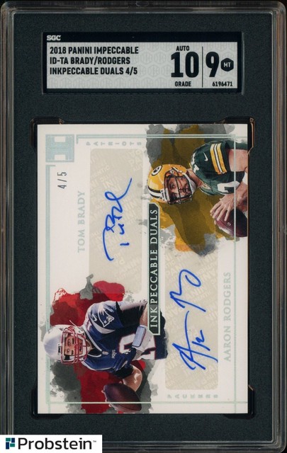 2018 Panini Impeccable Tom Brady Aaron Rodgers 4/5 SGC 9 w/ 10 DUAL AUTO
