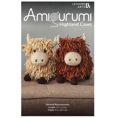 LEISURE ARTS Highland Cows Amigurumi Pattern   Crochet 9'' X 8'', 