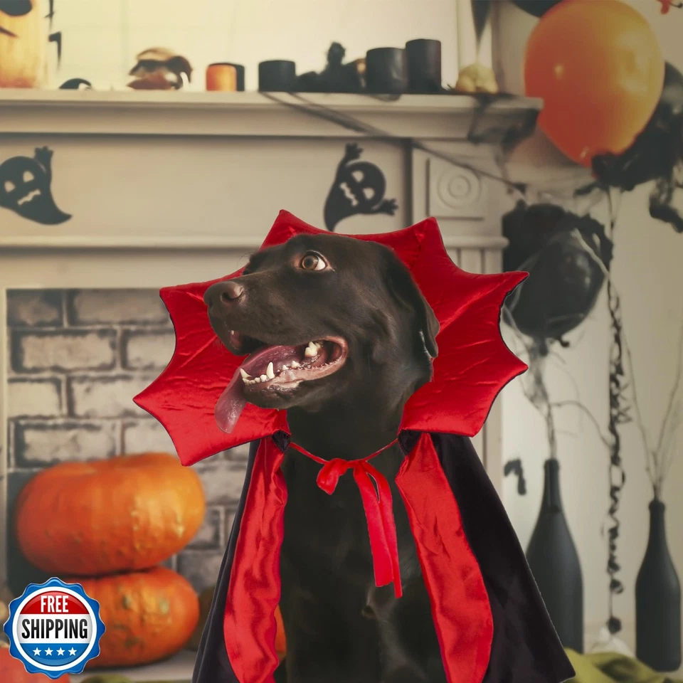 Disfraz de perro diablo vampiro ADOGGYGO - Capa de Halloween para pequeño, mediano, Foto 3 de 4