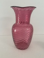pilgrim glass vase cranberry ribbed large-size glass vase