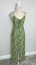Show Me Your Mumu Leyton Sleeveless Pineapple Maxi Dress Slit Tropical Green M