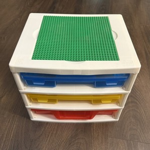 IRIS 3 Drawer Storage W Sorting Trays For Blocks / Figures Tower Bin Organizer