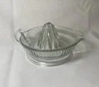 Vnt. 60’s Anchor Hocking Clear Ribbed 6" Glass Juicer Reamer, Tab Handle, Spout