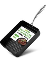 Image of NutriChef Grill Pan Nonstick, Stainless-Steel Griddle 48 x 28cm, High Ridges