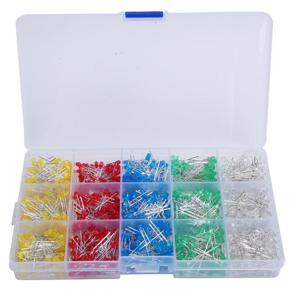 1000Pcs 3mm LED Light Emitting Diode Assorted Kit LED Light Emitting Diodes