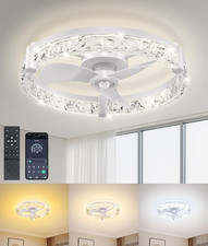 20" Low Profile Ceiling Fan with Light Smart App Remote Control Flush Mount Blac