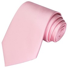 Mens Silk Tie Solid Satin Wedding Necktie  Gift Box Extra Length Rosy Pink