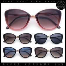 Womens Chic Cat Eye Plastic Fashion Metal Arm  Bridge Sunglasses