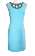 Lilly Pulitzer Beaded Neck Sleeveless Women's Shift Dress Size 6 Shorely Blue