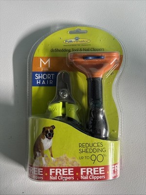 FURminator DeShedding Tool For Short Hair Medium Dogs Combo W Clippers