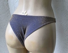 NWT Aerie Sparkle Low Rise Cheeky Bikini Bottom Blue Gold Shimmer Size Small