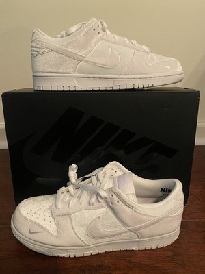 New Nike Dunk Low Dover Street Market Triple White Velvet DH2686-100 US Sz. 10.5
