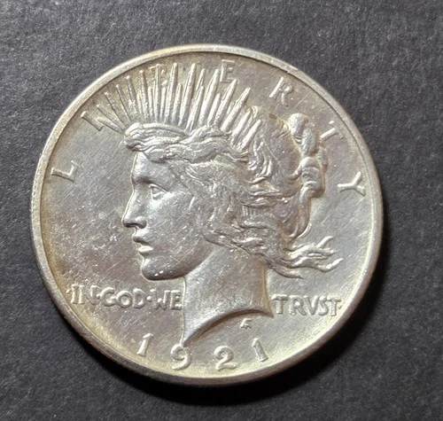 1921 Peace Dollar, AU , Cleaned